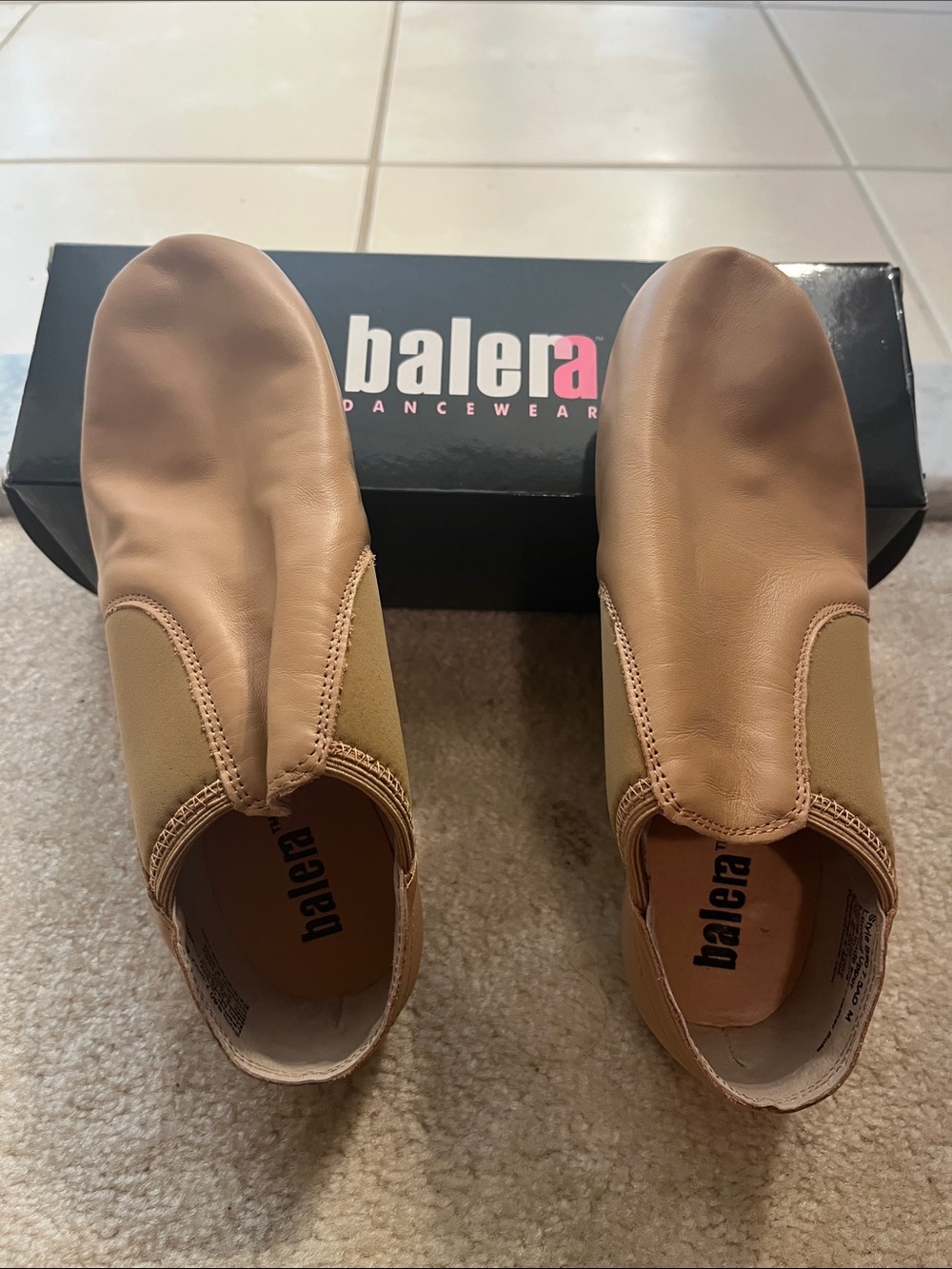 Balera (style B80) Slip-On Jazz Shoes in Caramel color